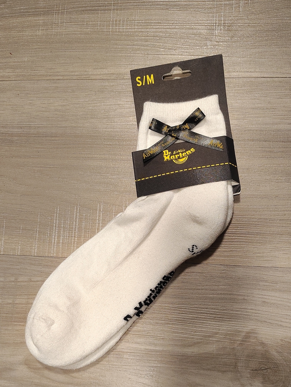 Dr. Martens White Organic Ankle Socks with Black Logo Accent